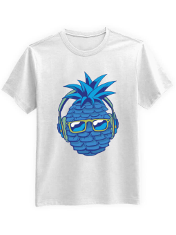 Koszulka Koszulka Męska Niebieski Ananas Biała - Śmieszne T-Shirty z Nadrukami ?