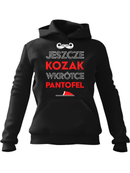 Bluza Męska z kapturem Jeszcze Kozak Wkrótce Pantofel Czarna - Śmieszne gadżety z Nadrukami ?