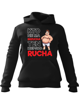 Bluza Męska z kapturem Kto nie ma brzucha ten Czarna - Śmieszne gadżety z Nadrukami ?