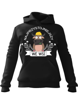 Bluza Męska z kapturem Najprzystojniejszy we wsi Czarna - Śmieszne gadżety z Nadrukami ?