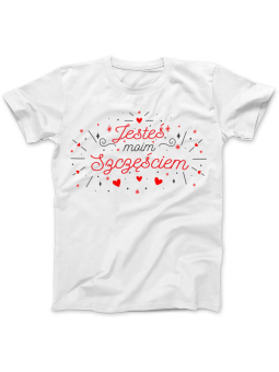 Koszulka Koszulka Damska Jesteś moim szczęściem Biała - Śmieszne T-Shirty z Nadrukami ?