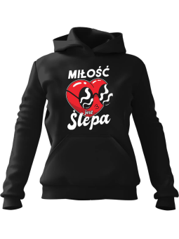 Bluza Damska z kapturem Miłość jest ślepa Czarna - Modna Odzież z Nadrukami ?