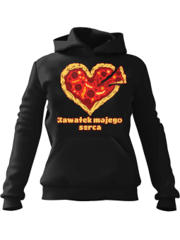 Bluza Męska z kapturem Kawałek mojego serca Czarna - Śmieszne gadżety z Nadrukami ?