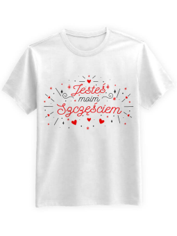 Koszulka Koszulka Męska Jesteś moim szczęściem Biała - Śmieszne T-Shirty z Nadrukami ?