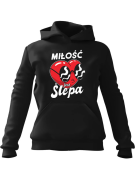 Bluza Męska z kapturem Miłość jest ślepa Czarna - Śmieszne gadżety z Nadrukami ?