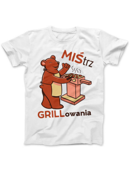 Koszulka Koszulka Damska MIŚtrz Grillowania Biała - Śmieszne T-Shirty z Nadrukami ?