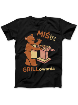 Koszulka Koszulka Damska MIŚtrz Grillowania Czarna - Śmieszne T-Shirty z Nadrukami ?