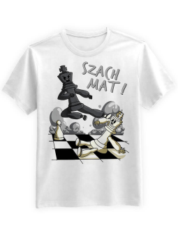 Koszulka Koszulka Męska Szach Mat Biała - Śmieszne T-Shirty z Nadrukami ?