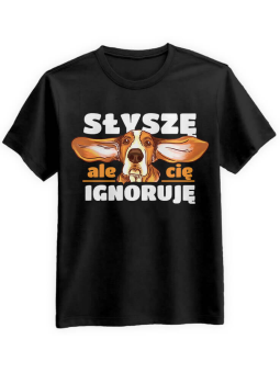 Koszulka Koszulka Męska Słyszę i ignoruję Czarna - Śmieszne T-Shirty z Nadrukami ?