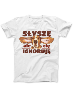 Koszulka Koszulka Damska Słyszę i ignoruję Biała - Śmieszne T-Shirty z Nadrukami ?