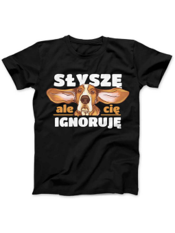 Koszulka Koszulka Damska Słyszę i ignoruję Czarna - Śmieszne T-Shirty z Nadrukami ?