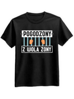 Koszulka Koszulka Męska Pogodzony z wolą żony Czarna - Śmieszne T-Shirty z Nadrukami ?