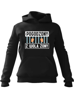 Bluza Męska z kapturem Pogodzony z wolą żony Czarna - Śmieszne gadżety z Nadrukami ?
