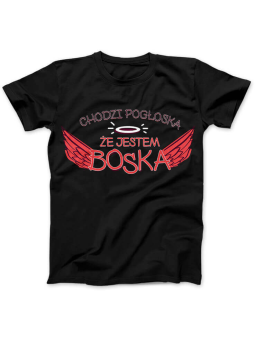 Koszulka Koszulka Damska Boska Pogłoska Czarna - Śmieszne T-Shirty z Nadrukami ?