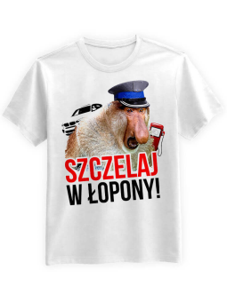 Koszulka Koszulka Męska Szczelaj w Opony Biała - Śmieszne T-Shirty z Nadrukami ?