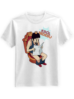 Koszulka Koszulka Męska Król Sedesu Biała - Śmieszne T-Shirty z Nadrukami ?