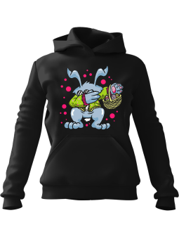 Bluza Damska z kapturem Wielkanocny DAB Czarna - Modna Odzież z Nadrukami ?