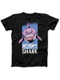 Koszulka Koszulka Damska Mommy Shark Czarna - Śmieszne T-Shirty z Nadrukami ?
