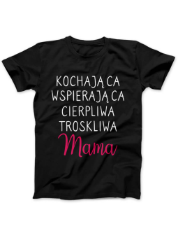 Koszulka Koszulka Damska Kochająca mama Czarna - Śmieszne T-Shirty z Nadrukami ?