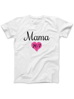 Koszulka Koszulka Damska Mama 24/7 Biała - Śmieszne T-Shirty z Nadrukami ?