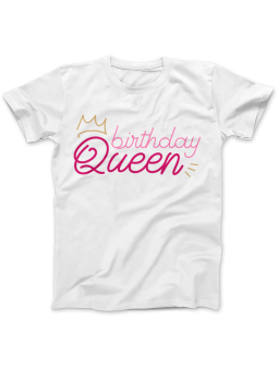 Koszulka Koszulka Damska Birthday Queen Biała - Śmieszne T-Shirty z Nadrukami ?