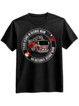 Koszulka Koszulka Męska Strażak w głowie ma Czarna - Śmieszne T-Shirty z Nadrukami ?