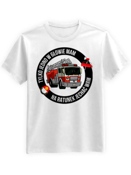 Koszulka Koszulka Męska Strażak w głowie ma Biała - Śmieszne T-Shirty z Nadrukami ?