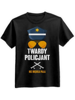 Koszulka Koszulka Męska Twardy Policjant Czarna - Śmieszne T-Shirty z Nadrukami ?