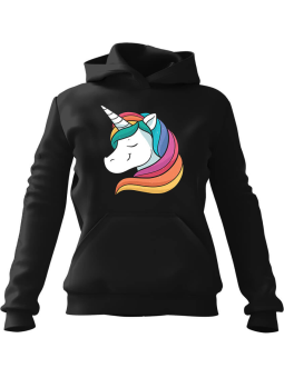 Bluza Damska z kapturem Jednorożka Czarna - Modna Odzież z Nadrukami ?