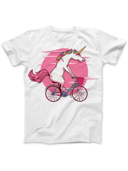 Koszulka Koszulka Damska Jednorożec na rowerze Biała - Śmieszne T-Shirty z Nadrukami ?