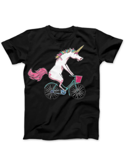 Koszulka Koszulka Damska Jednorożec na rowerze Czarna - Śmieszne T-Shirty z Nadrukami ?