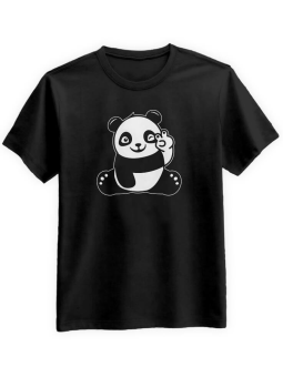 Koszulka Koszulka Męska Hi Panda Fan Czarna - Śmieszne T-Shirty z Nadrukami ?