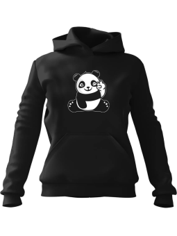 Bluza Damska z kapturem Hi Panda Fan Czarna - Modna Odzież z Nadrukami ?