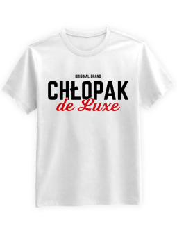 Koszulka Koszulka Męska Chłopak deLuxe Biała - Śmieszne T-Shirty z Nadrukami ?