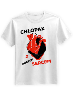 Koszulka Koszulka Męska Chłopak z dobrym sercem Biała - Śmieszne T-Shirty z Nadrukami ?