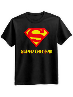 Koszulka Koszulka Męska Super Chłopak Czarna - Śmieszne T-Shirty z Nadrukami ?