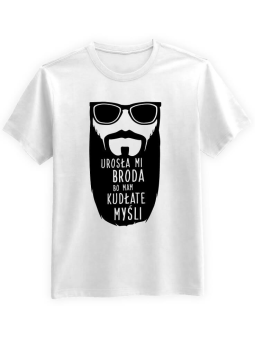 Koszulka Koszulka Męska Kudłate Myśli Biała - Śmieszne T-Shirty z Nadrukami ?