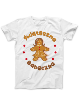 Koszulka Koszulka Damska Świąteczna Babeczka Biała - Śmieszne T-Shirty z Nadrukami ?