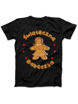 Koszulka Koszulka Damska Świąteczna Babeczka Czarna - Śmieszne T-Shirty z Nadrukami ?