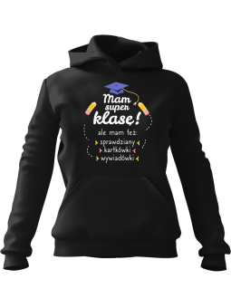 Bluza Męska z kapturem Mam super klasę Czarna - Śmieszne gadżety z Nadrukami ?