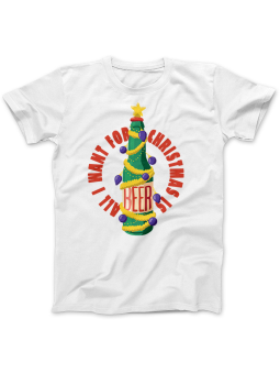 Koszulka Koszulka Damska Beer Christmas Biała - Śmieszne T-Shirty z Nadrukami ?