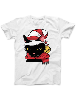 Koszulka Koszulka Damska Świąteczny Kot Biała - Śmieszne T-Shirty z Nadrukami ?