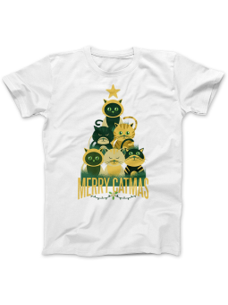 Koszulka Koszulka Damska Merry CATmas Biała - Śmieszne T-Shirty z Nadrukami ?