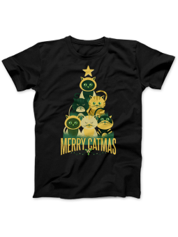 Koszulka Koszulka Damska Merry CATmas Czarna - Śmieszne T-Shirty z Nadrukami ?
