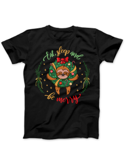 Koszulka Koszulka Damska Eat Sleep Merry Czarna - Śmieszne T-Shirty z Nadrukami ?