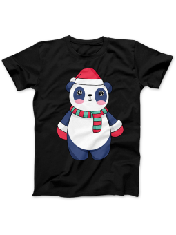Koszulka Koszulka Damska Świąteczna Panda Czarna - Śmieszne T-Shirty z Nadrukami ?