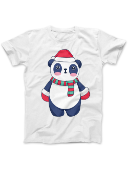 Koszulka Koszulka Damska Świąteczna Panda Biała - Śmieszne T-Shirty z Nadrukami ?