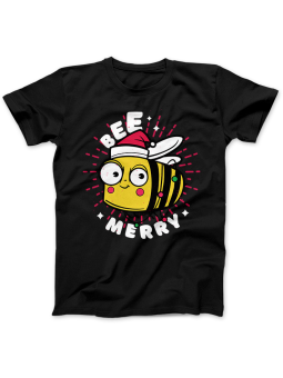 Koszulka Koszulka Damska Bee Merry Czarna - Śmieszne T-Shirty z Nadrukami ?