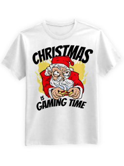 Koszulka Koszulka Męska Christmas Gaming Time Biała - Śmieszne T-Shirty z Nadrukami ?