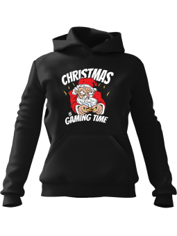 Bluza Męska z kapturem Christmas Gaming Time Czarna - Śmieszne gadżety z Nadrukami ?